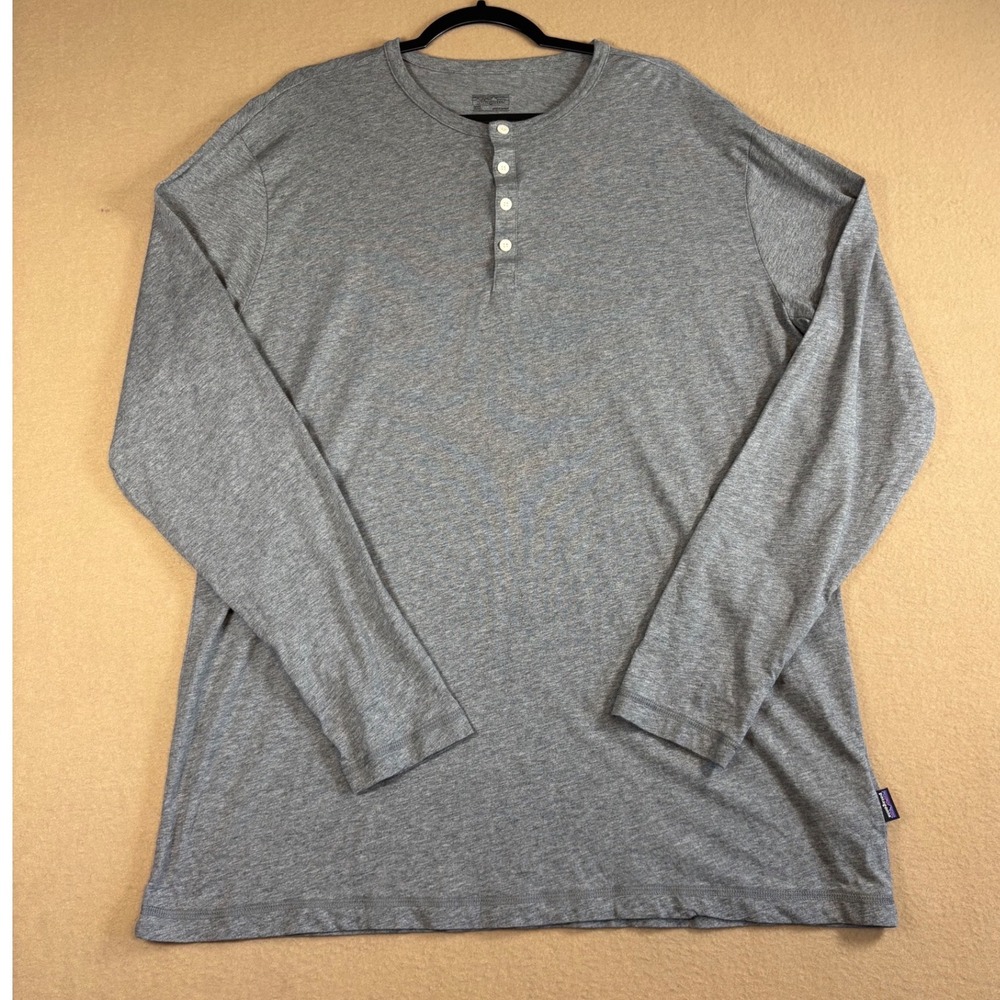 Patagonia Mens Gray Organic Cotton Long Sleeve Henley Shirt XXL 52260 FA17